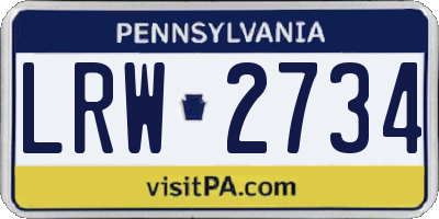 PA license plate LRW2734