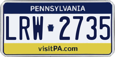 PA license plate LRW2735