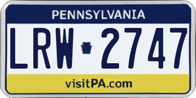 PA license plate LRW2747