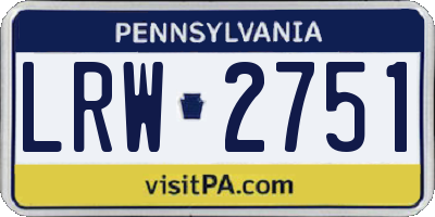 PA license plate LRW2751