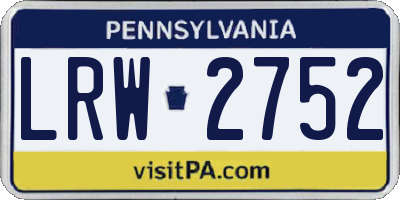 PA license plate LRW2752