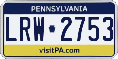 PA license plate LRW2753