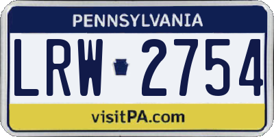 PA license plate LRW2754