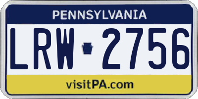 PA license plate LRW2756
