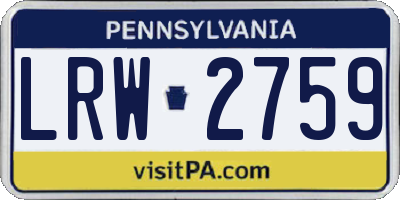 PA license plate LRW2759