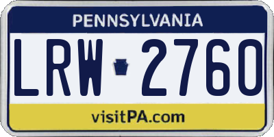 PA license plate LRW2760