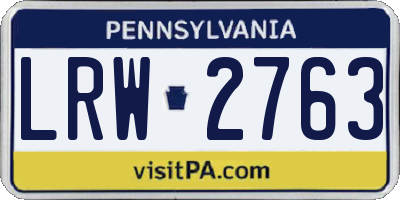 PA license plate LRW2763