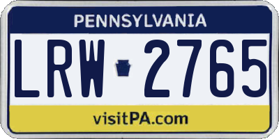 PA license plate LRW2765