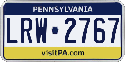 PA license plate LRW2767