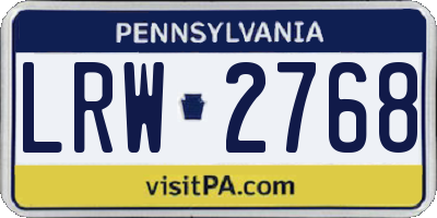 PA license plate LRW2768