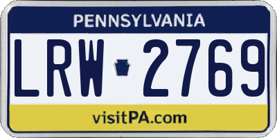 PA license plate LRW2769