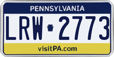 PA license plate LRW2773