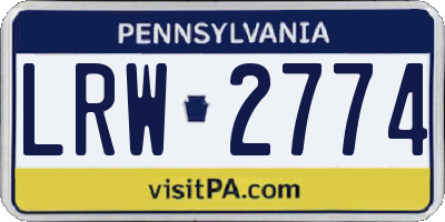 PA license plate LRW2774