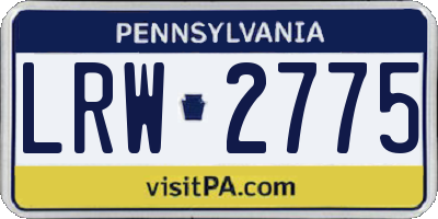 PA license plate LRW2775