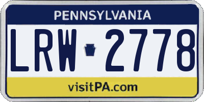PA license plate LRW2778