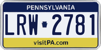 PA license plate LRW2781