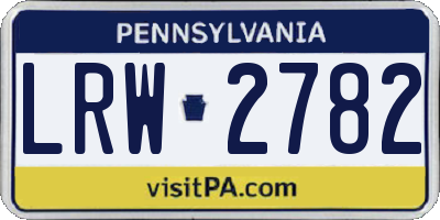 PA license plate LRW2782