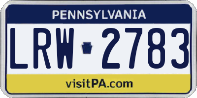 PA license plate LRW2783