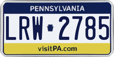 PA license plate LRW2785