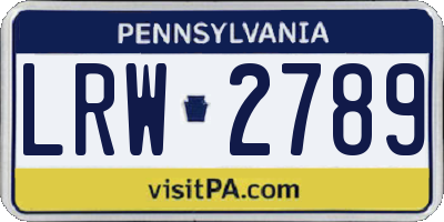 PA license plate LRW2789