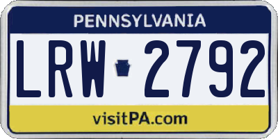 PA license plate LRW2792