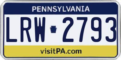 PA license plate LRW2793