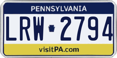 PA license plate LRW2794