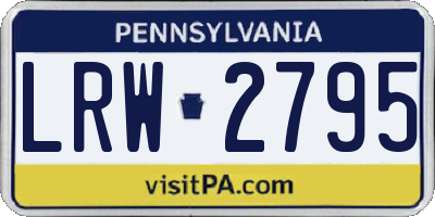 PA license plate LRW2795