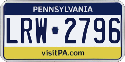 PA license plate LRW2796