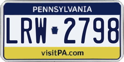 PA license plate LRW2798