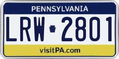 PA license plate LRW2801