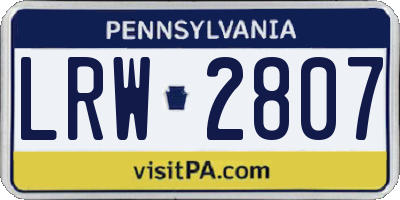 PA license plate LRW2807