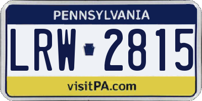 PA license plate LRW2815