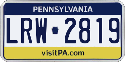 PA license plate LRW2819