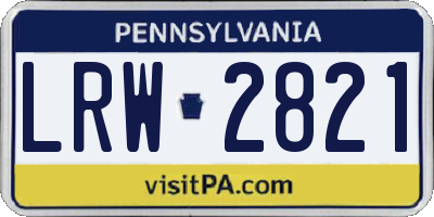 PA license plate LRW2821