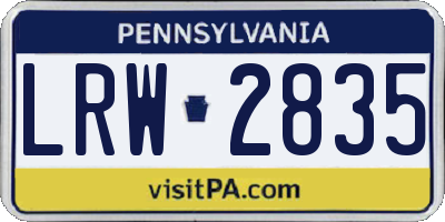 PA license plate LRW2835