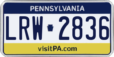 PA license plate LRW2836