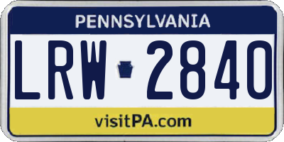 PA license plate LRW2840
