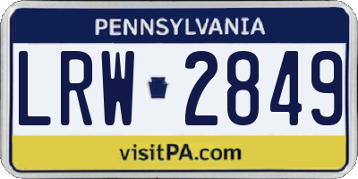 PA license plate LRW2849