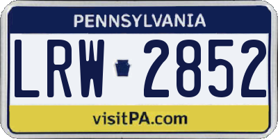 PA license plate LRW2852