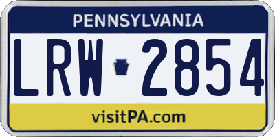PA license plate LRW2854