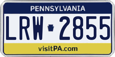 PA license plate LRW2855