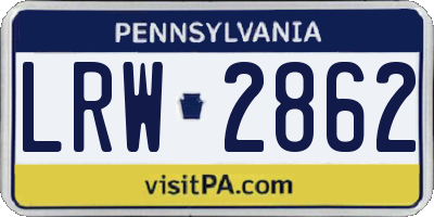 PA license plate LRW2862