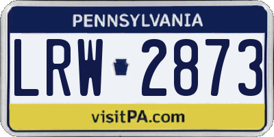 PA license plate LRW2873