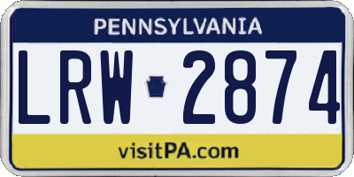 PA license plate LRW2874