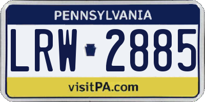 PA license plate LRW2885