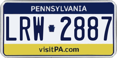PA license plate LRW2887
