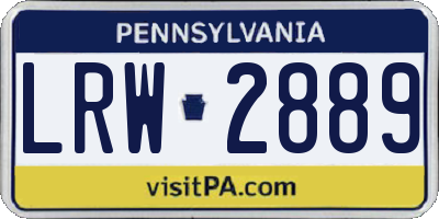 PA license plate LRW2889