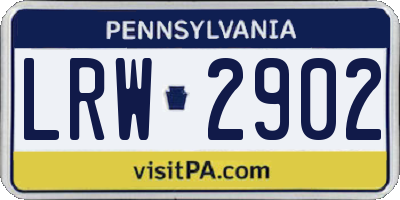 PA license plate LRW2902