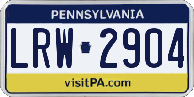 PA license plate LRW2904